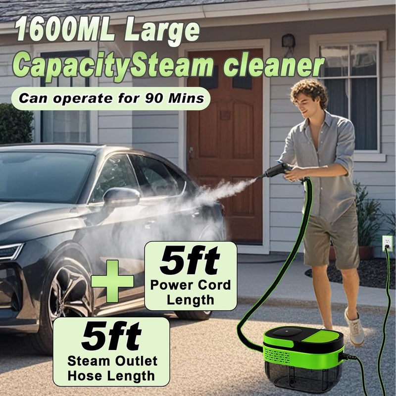 AULANK 2500W Handheld Steam Cleaner,Portable Car Steamer For Auto Detailing,High-Temperature and Pressure Steam Cleaner For Home, Steam Cleaning Machine for Furniture,Kitchen,Grout,Floor,Tile (09-Green) - Image 5